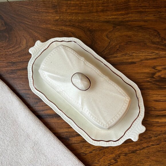 Kensington Staffordshire Handcrafted England Ironstone Butter Dish - Picture 2 of 15